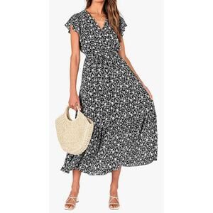 BTFBM Women's Black and White Floral Cap Sleeve Dress Size XXL